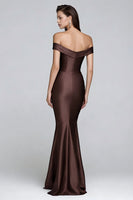 Load image into Gallery viewer, Mermaid Coffee Off the Shoulder Long Formal Dress