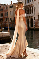 Load image into Gallery viewer, Sparkly Champagne Beaded Sweetheart Mermaid Long Prom Dress