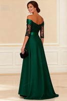 Load image into Gallery viewer, Off the Shoulder Dark Green Long Mother of the Bride Dress with Lace