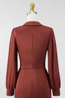 Load image into Gallery viewer, Bodycon Brown V-Neck Short Satin Mother of the Bride Dress