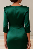Load image into Gallery viewer, Dark Green V-Neck Knee-Length Bodycon Mother of the Bride Dress