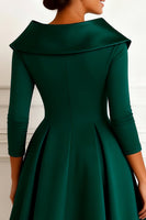 Load image into Gallery viewer, A-Line Dark Green V-Neck Midi Mother of the Bride Dress with Buttons