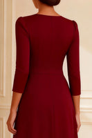 Load image into Gallery viewer, Burgundy V-Neck Long Ruched Mother of the Bride Dress with Slit
