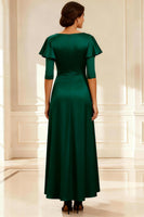 Load image into Gallery viewer, Sparkly Dark Green A Line V Neck Long Mother of the Bride Dress
