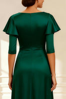 Load image into Gallery viewer, Sparkly Dark Green A Line V Neck Long Mother of the Bride Dress