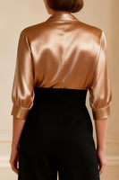 Load image into Gallery viewer, Black and Champagne V-Neck Long Satin Mother of the Bride Jumpsuits