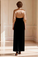 Load image into Gallery viewer, V-Neck Black and Champagne Maxi Mother of the Bride Dress