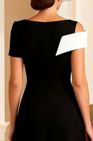 Load image into Gallery viewer, Black and White A Line V Neck Midi Mother of the Bride Dress
