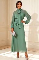 Load image into Gallery viewer, Sage Green High Neck A Line Chiffon Long Mother of the Bride Dress