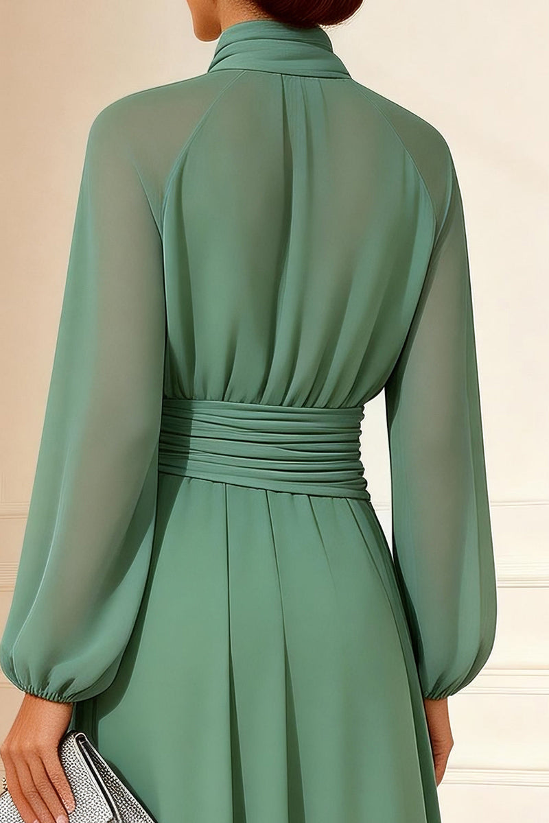 Load image into Gallery viewer, Sage Green High Neck A Line Chiffon Long Mother of the Bride Dress