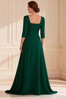 Load image into Gallery viewer, Dark Green A Line Round Neck Long Mother of the Bride Dress with Slit