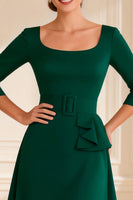 Load image into Gallery viewer, Dark Green A Line Round Neck Long Mother of the Bride Dress with Slit