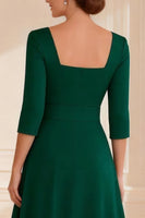 Load image into Gallery viewer, Dark Green A Line Round Neck Long Mother of the Bride Dress with Slit