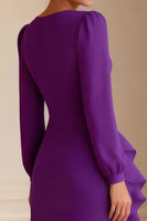 Load image into Gallery viewer, Purple V Neck Asymmetrical Ruffled Mother of the Bride Dress with Slit