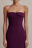 Load image into Gallery viewer, Plum Strapless Satin Long Sheath Formal Dress