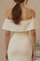 Load image into Gallery viewer, Ivory Mermaid Satin Ruffled Midi Engagement Dress