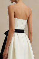 Load image into Gallery viewer, Ivory A Line Satin Long Strapless Engagement Dress with Bow