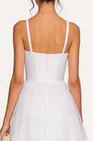Load image into Gallery viewer, White Spaghetti Straps Tulle Midi Corset Bridal Shower Dress