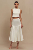 Load image into Gallery viewer, 2 Piece Ivory Crew Neck A Line Midi Engagement Dress