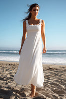 Load image into Gallery viewer, White Square Neck Chiffon A Line Long Wedding Reception Dress