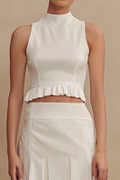 Load image into Gallery viewer, 2 Piece Ivory High Neck Ruffled A Line Midi Engagement Dress