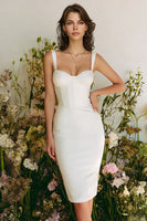 Load image into Gallery viewer, Ivory Bodycon Thick Straps Short Corset Engagement Dress
