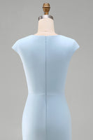 Load image into Gallery viewer, Simple White Bodycon Crew Neck Ruched Midi Rehearsal Dinner Dress