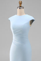 Load image into Gallery viewer, Simple White Bodycon Crew Neck Ruched Midi Rehearsal Dinner Dress