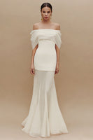 Load image into Gallery viewer, Sheath Ivory Off the Shoulder Long Engagement Dress