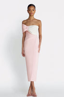 Load image into Gallery viewer, Ivory One Shoulder Sheath Midi Engagement Dress with Bow