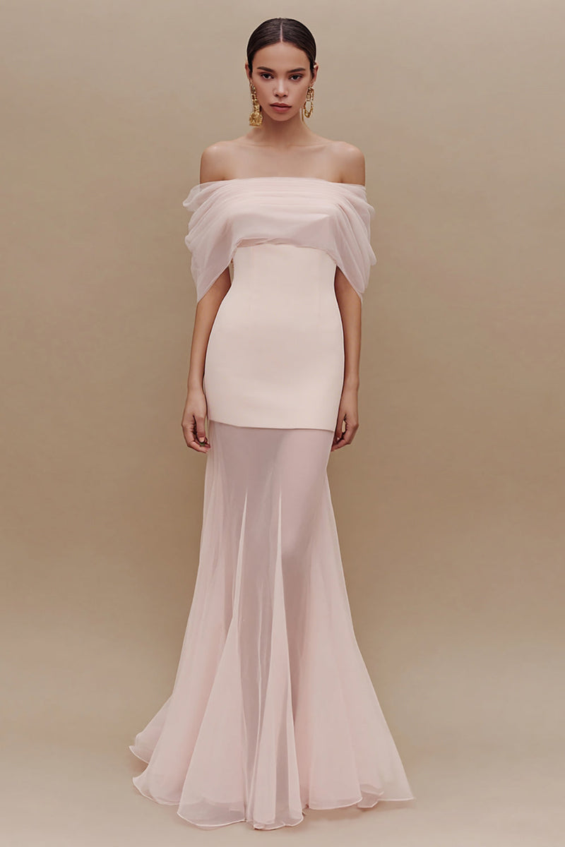 Load image into Gallery viewer, Sheath Ivory Off the Shoulder Long Engagement Dress