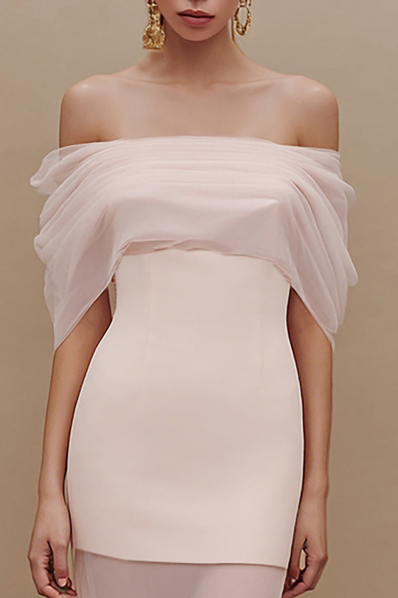 Load image into Gallery viewer, Sheath Ivory Off the Shoulder Long Engagement Dress