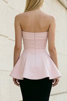 Load image into Gallery viewer, Black and Pink Mermaid Strapless Long Formal Dress with Ruffles