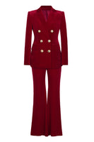Load image into Gallery viewer, 2 Piece Dark Red Double Breasted Peak Lapel Women Business Suits