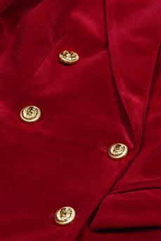 2 Piece Dark Red Double Breasted Peak Lapel Women Business Suits