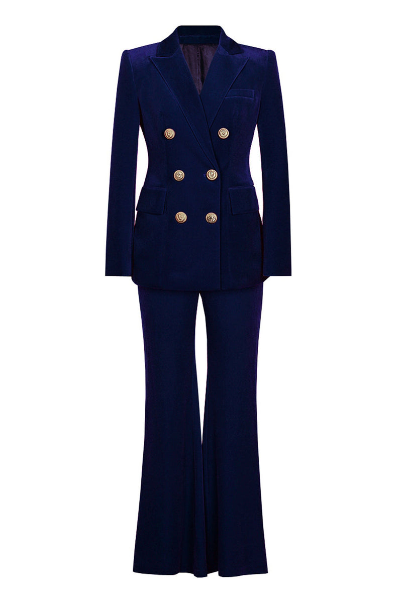 Load image into Gallery viewer, 2 Piece Dark Red Double Breasted Peak Lapel Women Business Suits