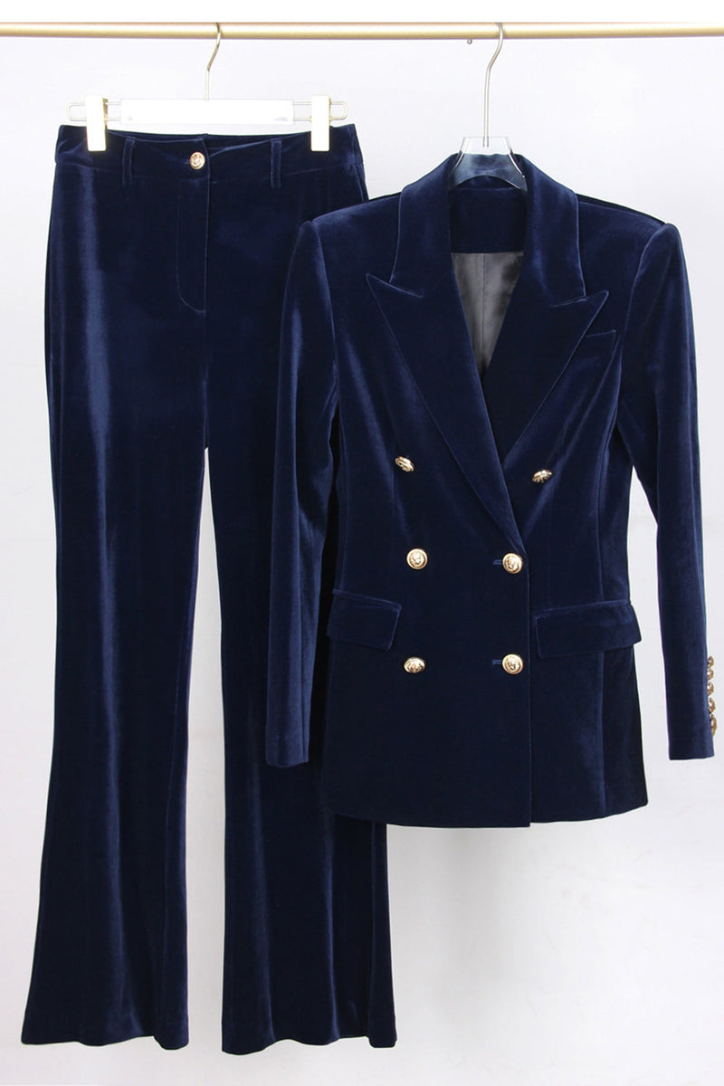 Load image into Gallery viewer, 2 Piece Dark Red Double Breasted Peak Lapel Women Business Suits