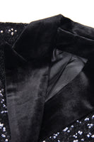 Load image into Gallery viewer, Sparkly Black Peak Lapel Sequin Women Prom Blazer