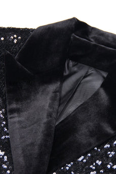 Sparkly Black Peak Lapel Sequin Women Prom Blazer