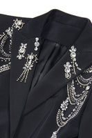 Load image into Gallery viewer, Black Sparkly Shawl Lapel Women Prom Blazer Jacket with Rhinestones