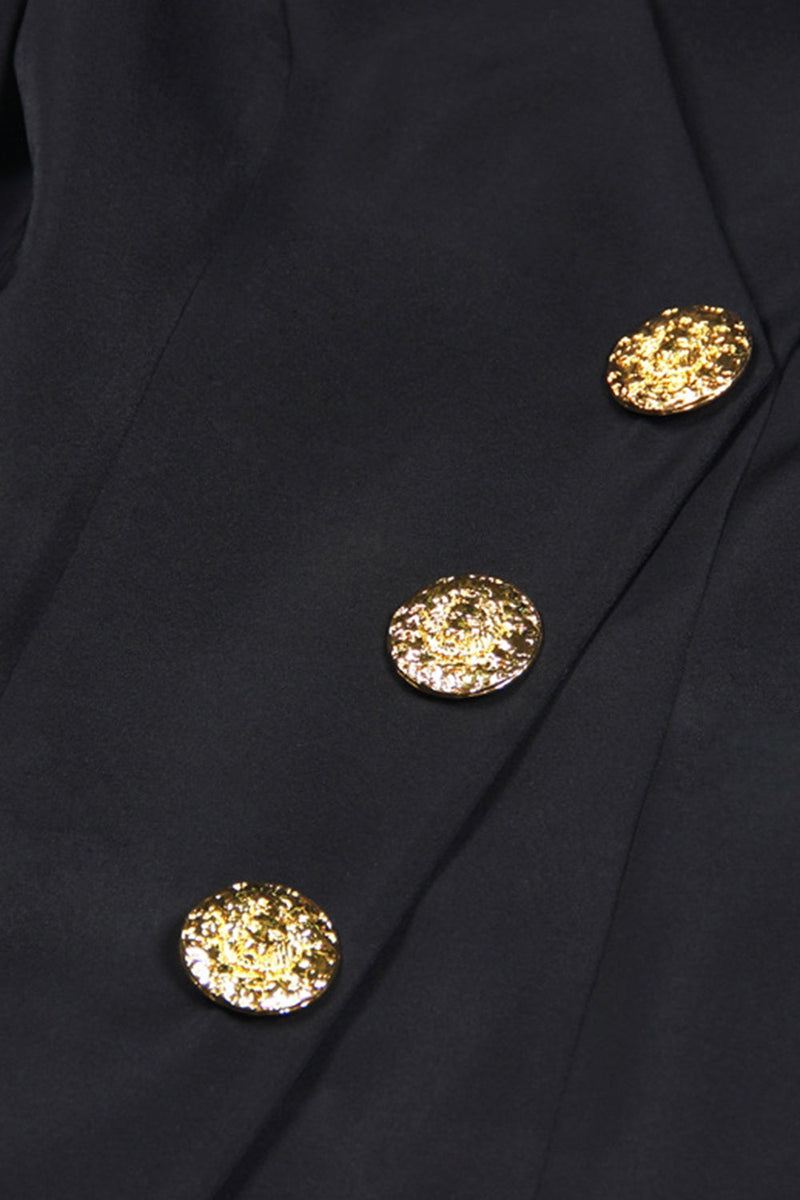 Load image into Gallery viewer, Black Single Breasted V-Neck Short Blazer Dress with Sleeves