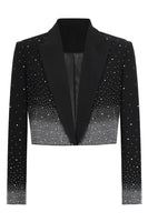 Load image into Gallery viewer, Sparkly Black Beaded Peak Lapel Women Prom Blazer with Sleeves