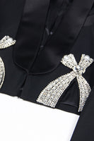 Load image into Gallery viewer, Black Sparkly Shawl Lapel Women Prom Blazer with Bows