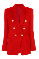 Load image into Gallery viewer, Double Breasted Red Shawl Lapel Women Prom Blazer
