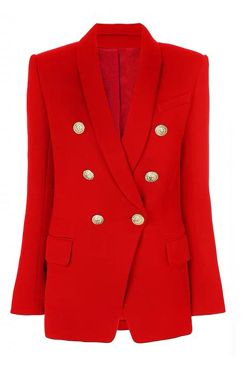 Load image into Gallery viewer, Double Breasted Red Shawl Lapel Women Prom Blazer