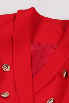 Double Breasted Red Shawl Lapel Women Prom Blazer