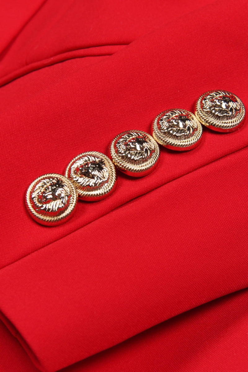 Load image into Gallery viewer, Double Breasted Red Shawl Lapel Women Prom Blazer