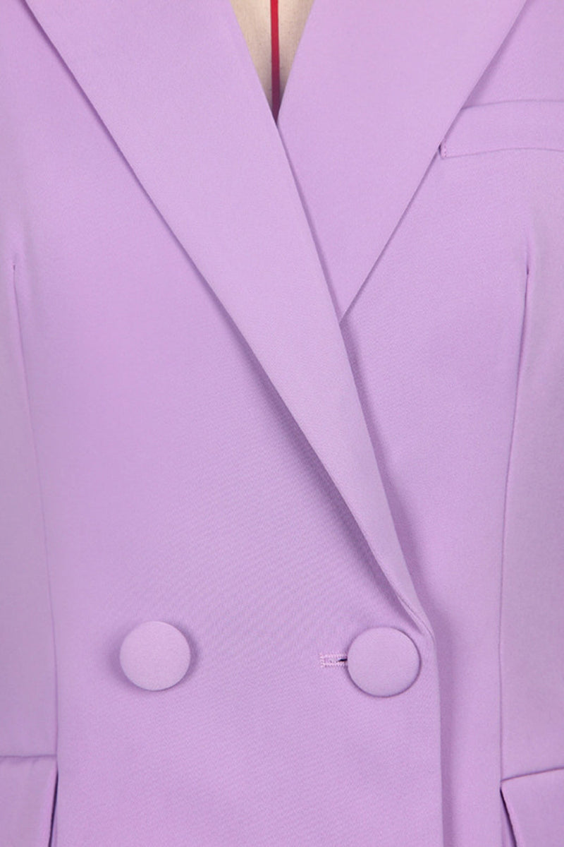 Load image into Gallery viewer, 3 Piece Purple Double Breasted Peak Lapel Women Business Suits