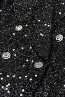 Load image into Gallery viewer, Sparkly Black Shawl Lapel Women Sequin Prom Blazer with Sleeves