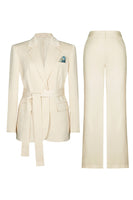 Load image into Gallery viewer, Ivory 2 Piece Notched Lapel Business Suits with Sash
